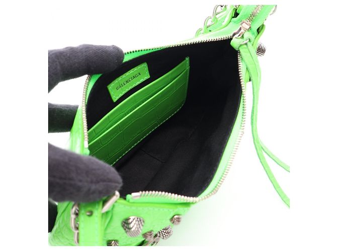 Borsa a mano mini in pelle Balenciaga Le Cagole Verde - vista 3