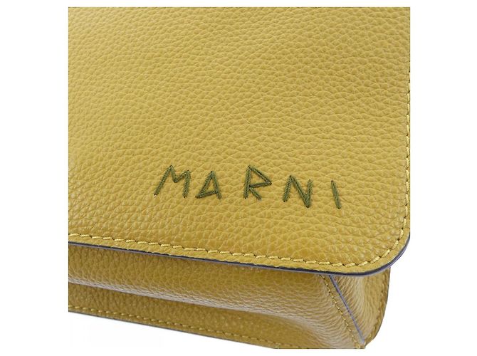 Borsa in pelle di vitello Marni Marni Mending Logo Giallo - vista 5
