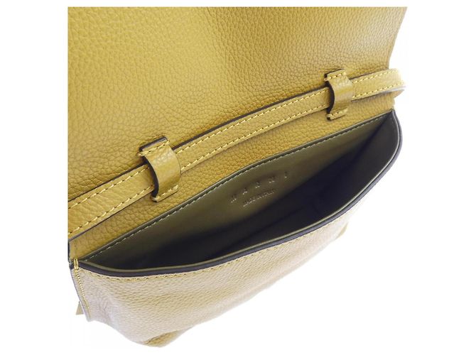 Borsa in pelle di vitello Marni Marni Mending Logo Giallo - vista 6