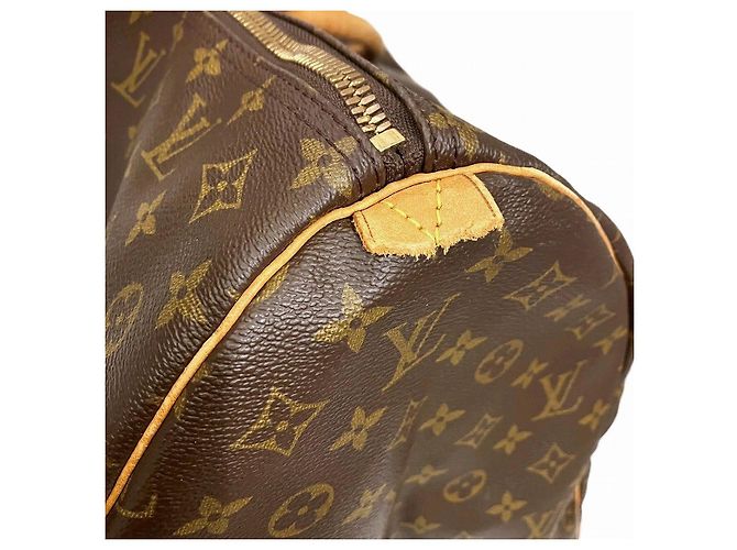 Borsa Boston Louis Vuitton Keepall in Tela Monogram Metallico Bronzo - vista 10
