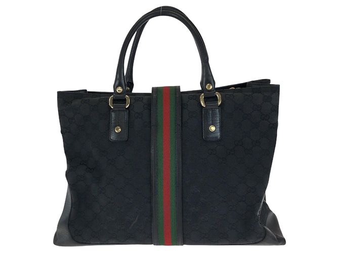 Gucci GG Canvas Leder Tote Bag Schwarz - Ansicht 2