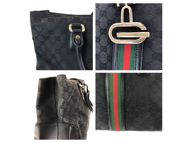 Gucci GG Canvas Leder Tote Bag Schwarz - Ansicht 5