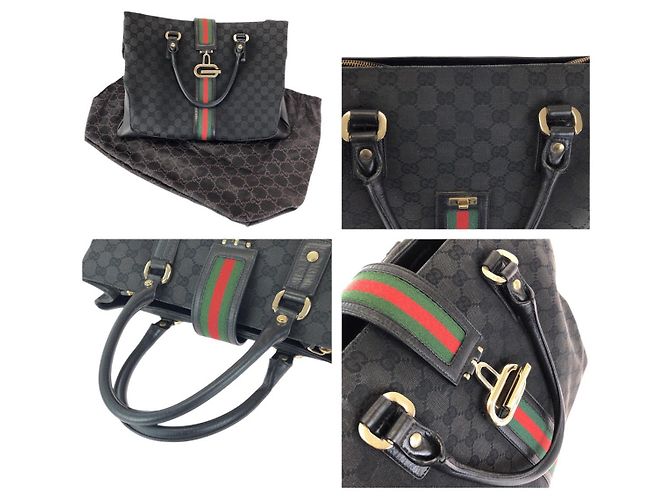 Gucci GG Canvas Leder Tote Bag Schwarz - Ansicht 6