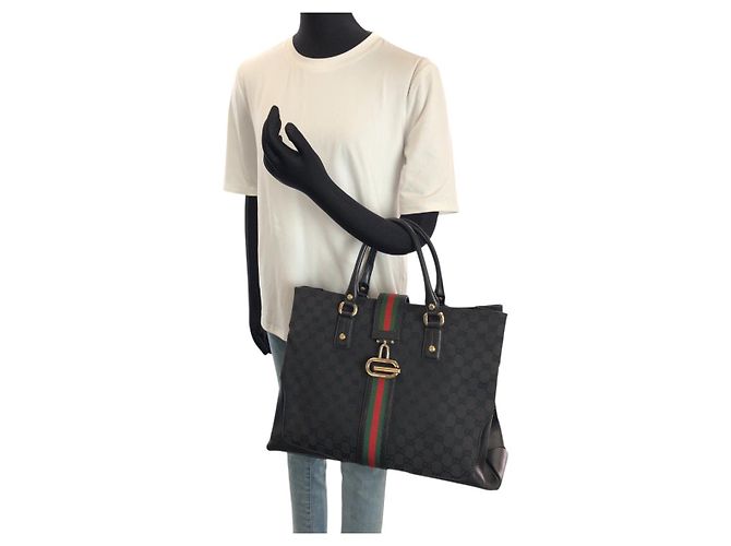 Gucci GG Canvas Leder Tote Bag Schwarz - Ansicht 7