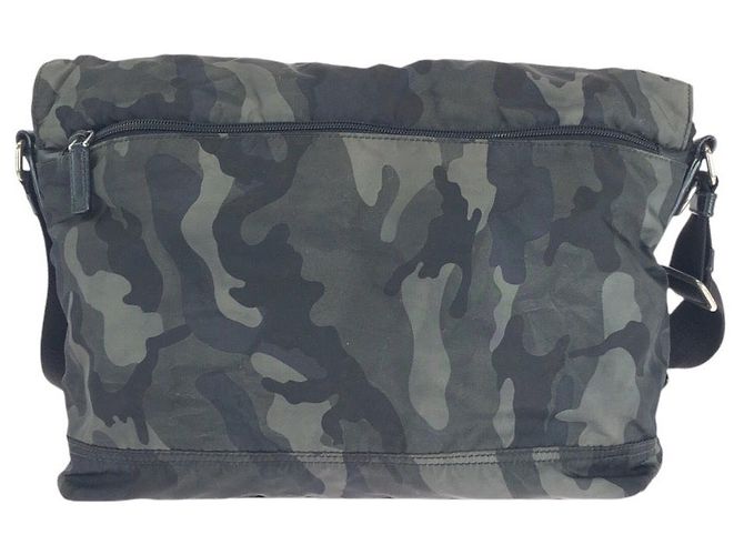 Borsa Messenger Prada Tessuto Nylon Leather Verde - vista 2