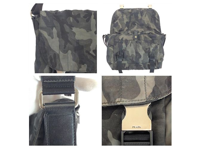 Borsa Messenger Prada Tessuto Nylon Leather Verde - vista 6