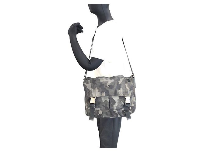 Borsa Messenger Prada Tessuto Nylon Leather Verde - vista 7