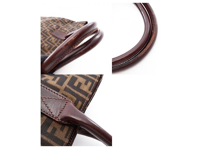 Borsa Tote in tela Zucca e pelle Fendi Marrone - vista 10