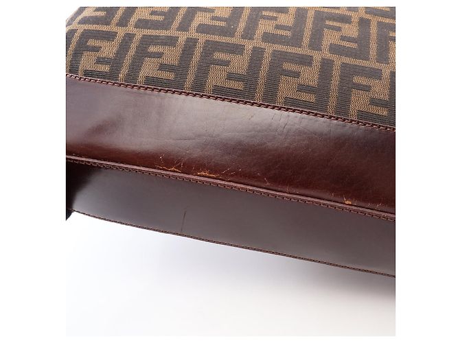 Borsa Tote in tela Zucca e pelle Fendi Marrone - vista 6