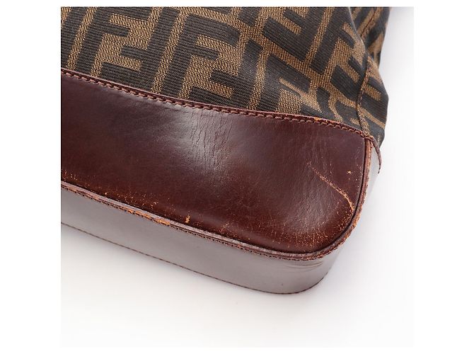 Borsa Tote in tela Zucca e pelle Fendi Marrone - vista 7