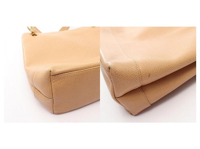 Borsa Tote CHANEL Coco Mark in pelle di vitello granulata Marrone Beige - vista 10