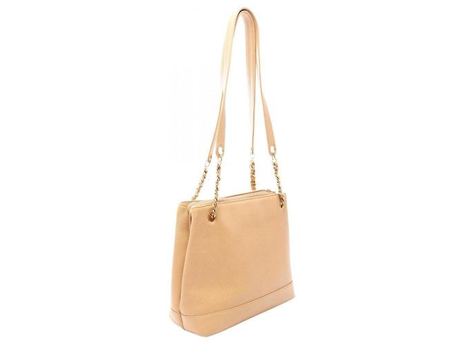 Borsa Tote CHANEL Coco Mark in pelle di vitello granulata Marrone Beige - vista 2