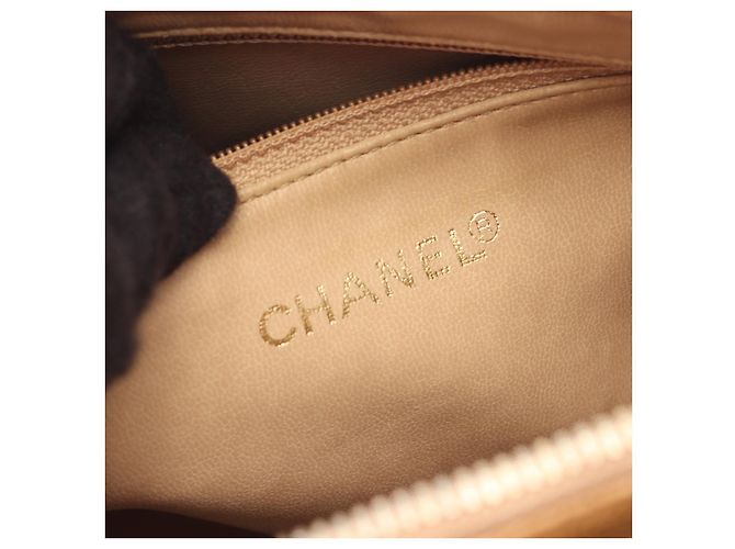 Borsa Tote CHANEL Coco Mark in pelle di vitello granulata Marrone Beige - vista 4