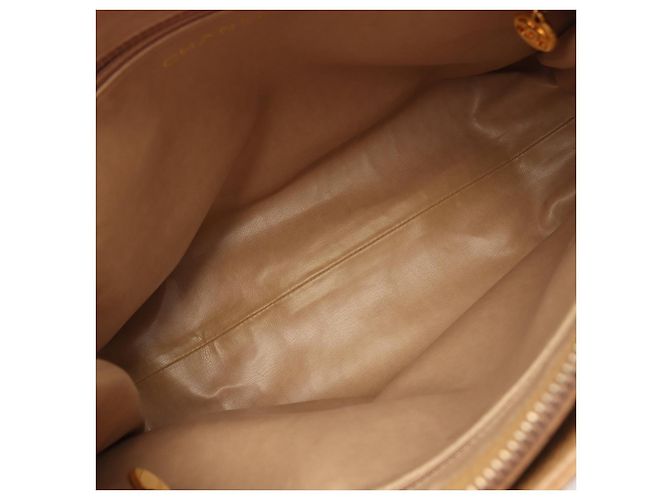 Borsa Tote CHANEL Coco Mark in pelle di vitello granulata Marrone Beige - vista 6