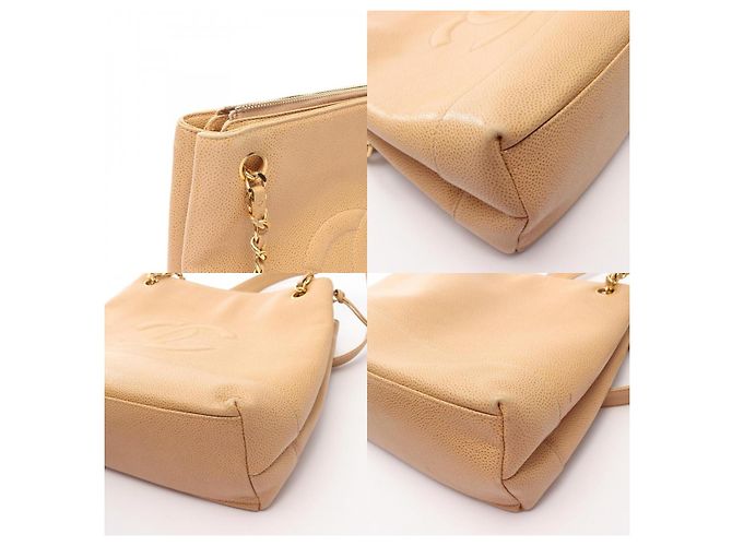 Borsa Tote CHANEL Coco Mark in pelle di vitello granulata Marrone Beige - vista 9