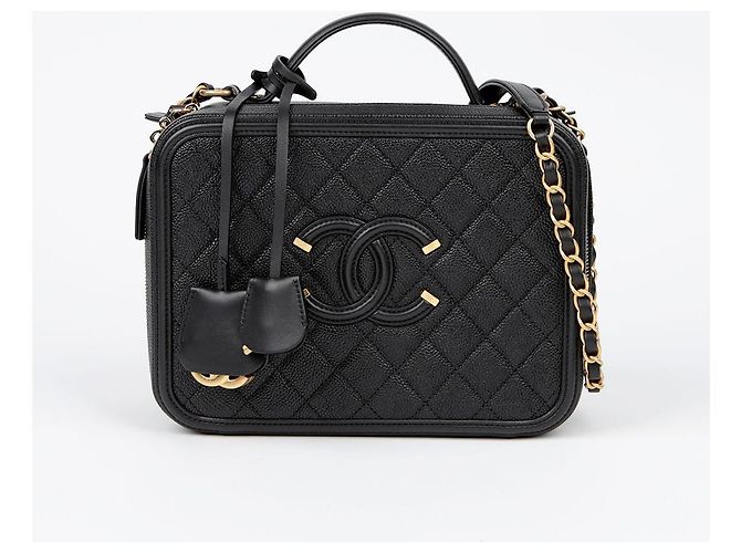 Chanel Borsa Tote Grande e Borsa a Spalla in Caviar Nero - vista 2