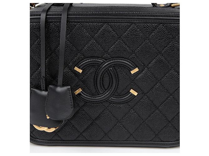 Chanel Borsa Tote Grande e Borsa a Spalla in Caviar Nero - vista 3