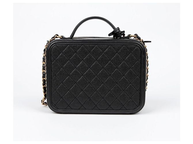 Chanel Borsa Tote Grande e Borsa a Spalla in Caviar Nero - vista 4