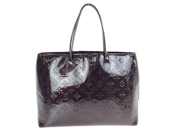 Borsa Tote Louis Vuitton Wilshire MM Monogram Vernis Patent Porpora - vista 2