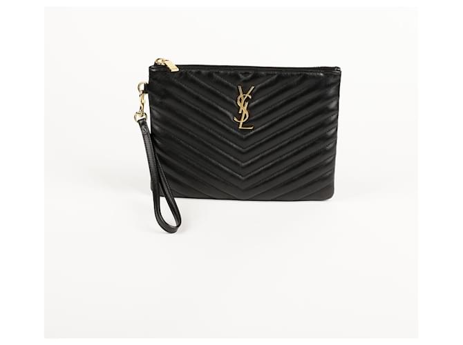 Saint Laurent Pochette Monogram Matelassé Nero - vista 2
