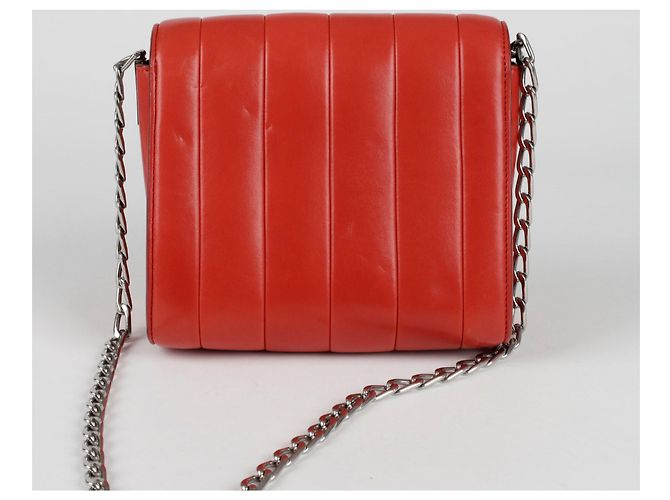 16 Céline Box Schultertasche mit kleiner Kette Rot - Ansicht 4