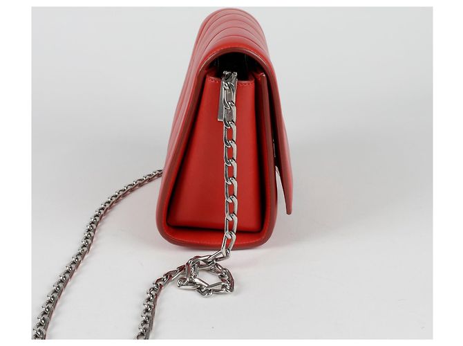 16 Céline Box Schultertasche mit kleiner Kette Rot - Ansicht 6