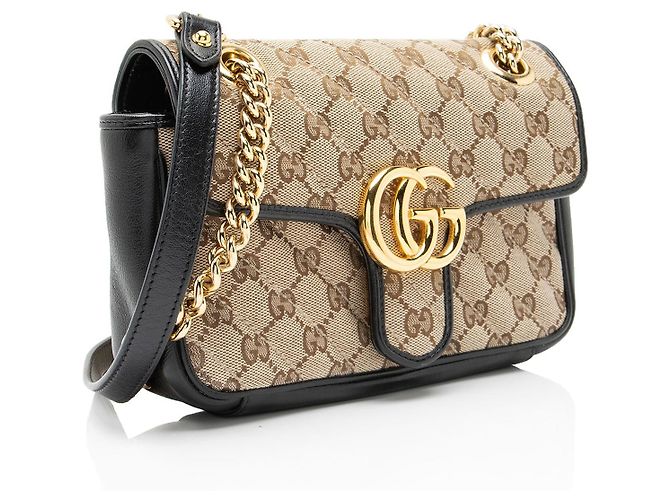 Borsa a patta piccola Gucci Matelasse GG Canvas GG Marmont Marrone Beige - vista 2
