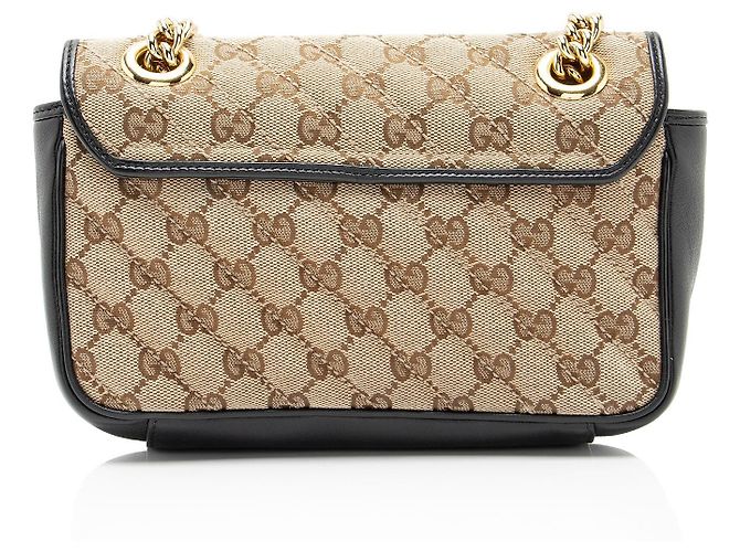 Borsa a patta piccola Gucci Matelasse GG Canvas GG Marmont Marrone Beige - vista 3