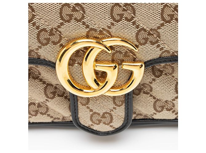 Borsa a patta piccola Gucci Matelasse GG Canvas GG Marmont Marrone Beige - vista 9