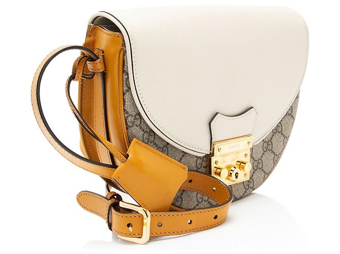 Piccola borsa a tracolla Gucci GG Supreme Padlock Saddle Marrone Beige - vista 2