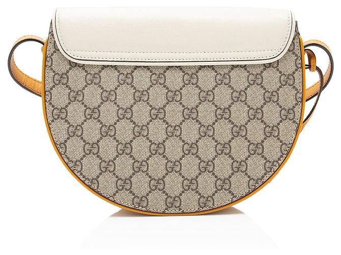 Piccola borsa a tracolla Gucci GG Supreme Padlock Saddle Marrone Beige - vista 3