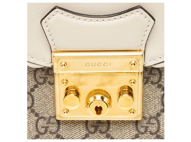 Piccola borsa a tracolla Gucci GG Supreme Padlock Saddle Marrone Beige - vista 9
