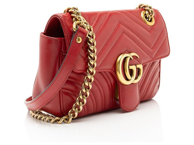 Borsa Gucci Matelasse Leather GG Marmont Small Flap Rosso - vista 2