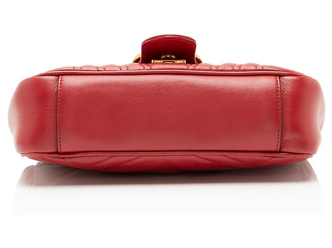 Borsa Gucci Matelasse Leather GG Marmont Small Flap Rosso - vista 4