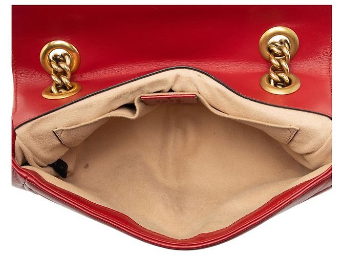Borsa Gucci Matelasse Leather GG Marmont Small Flap Rosso - vista 7