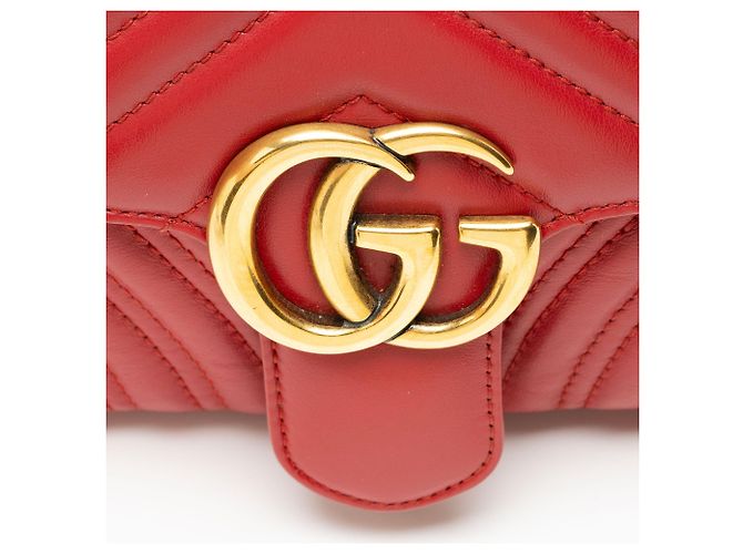 Borsa Gucci Matelasse Leather GG Marmont Small Flap Rosso - vista 9
