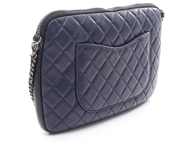 Borsa a tracolla Chanel Girl in agnello Navy/Black Blu - vista 10