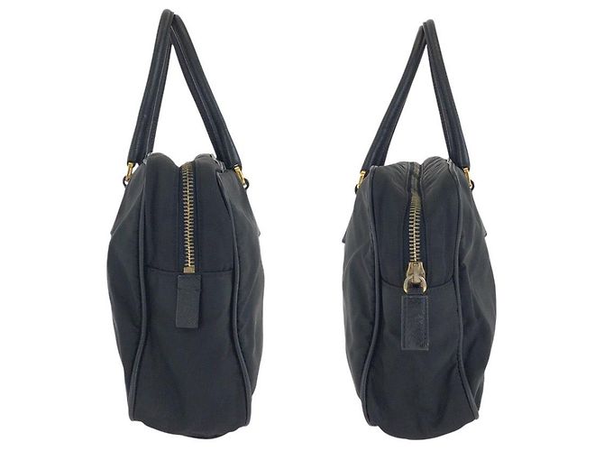 Prada Tessuto Saffiano Nylon Leder Handtasche Schwarz - Ansicht 8