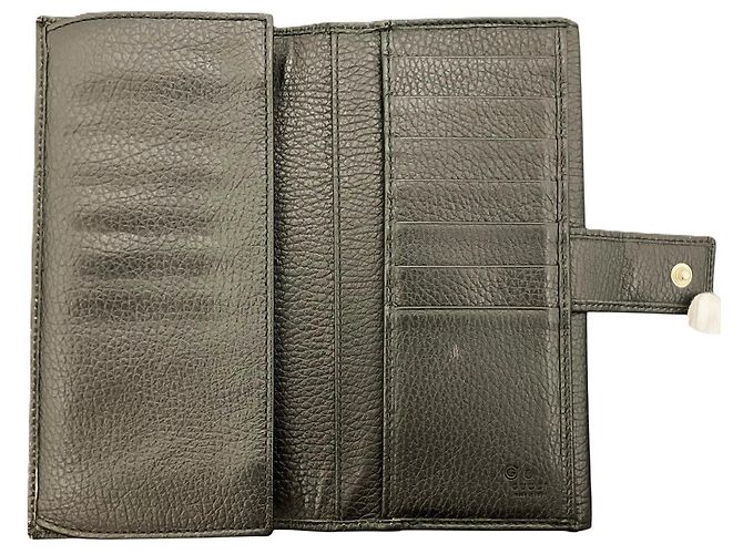Gucci Interlocking G Leather Long Wallet Black - view 3