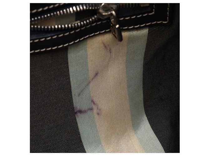 Borsa a tracolla Fendi Mamma Baguette in tela e pelle Blu - vista 7