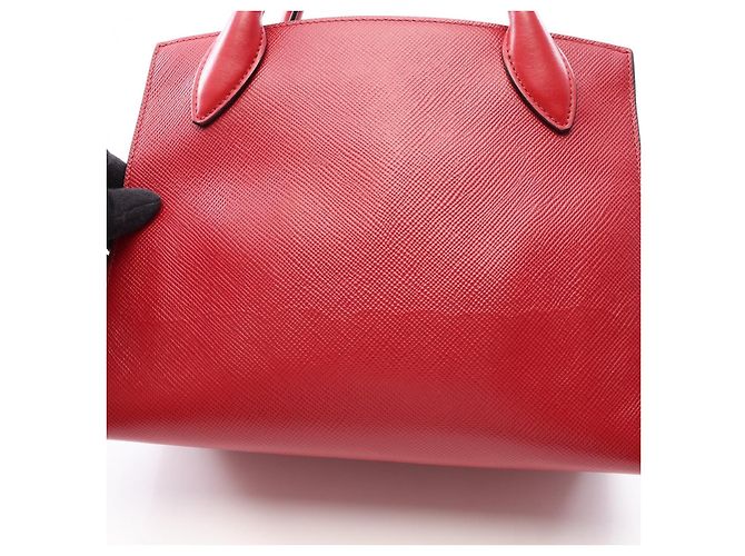 Borsa a 2 vie in pelle Saffiano monocromatica Prada Rosso - vista 7