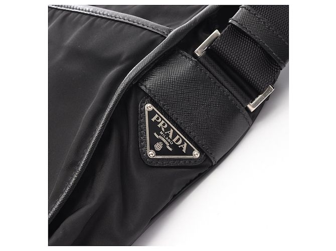 Borsa a tracolla PRADA VIAGGIO in nylon e pelle Saffiano Nero - vista 5