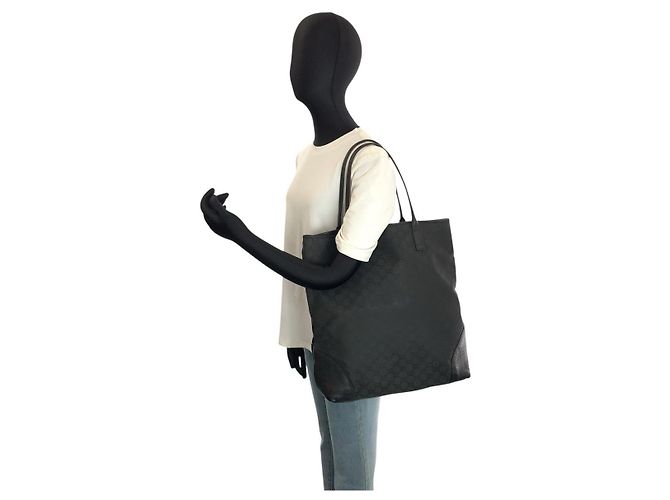 Borsa Tote Gucci GG Canvas e Pelle Nero - vista 6