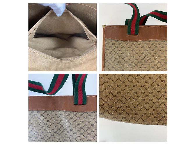 Gucci GG Supreme Canvas Leder 2way Tote Bag Braun - Ansicht 6