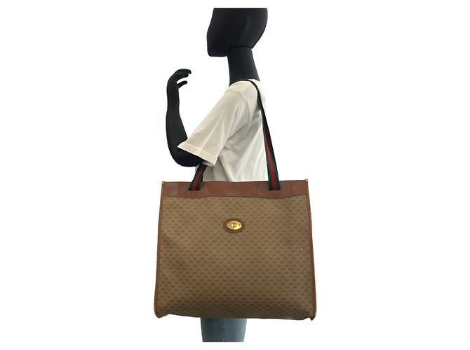 Gucci GG Supreme Canvas Leder 2way Tote Bag Braun - Ansicht 8