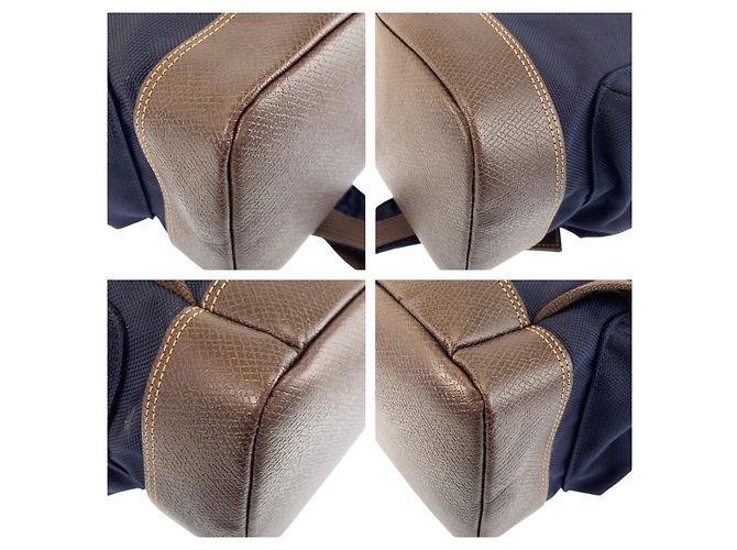 Longchamp Boxford Canvas Leather Backpack Blue - view 4