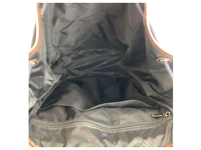 Longchamp Boxford Canvas Leather Backpack Blue - view 8