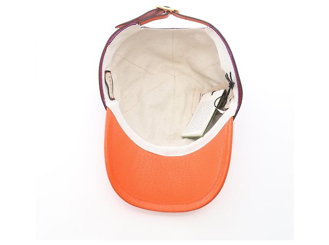 Cappellino in pelle bicolore Gucci Porpora - vista 3