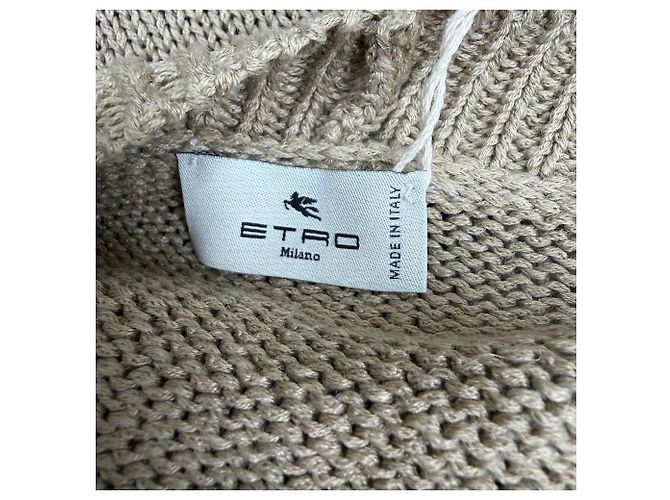 Cardigan ricamato Etro in seta beige - vista 4