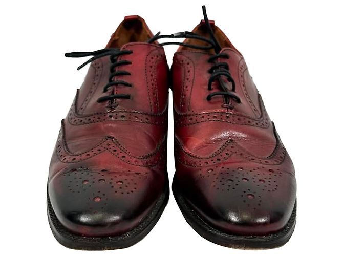 Brogues con lacci Burberry in pelle bordeaux Rosso Bordò - vista 2